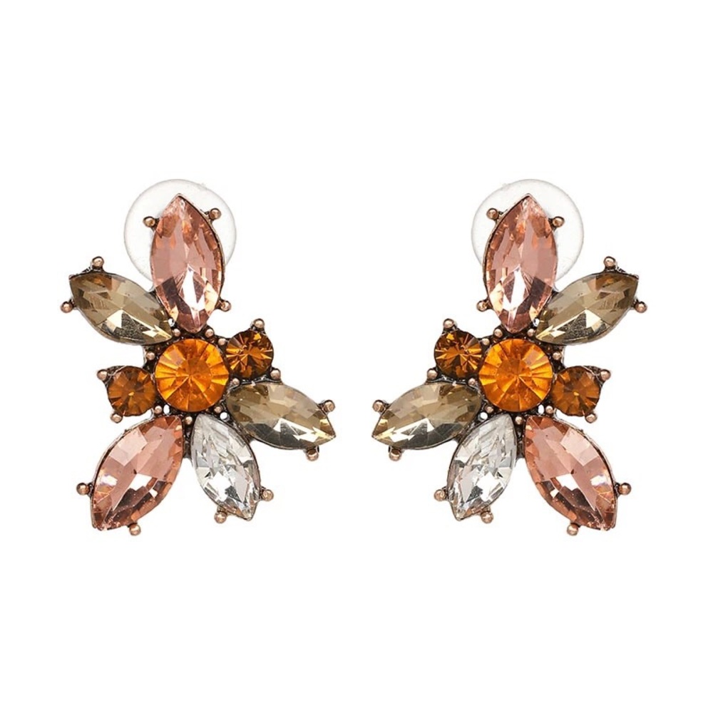 • Amber Cluster Drop Earrings •